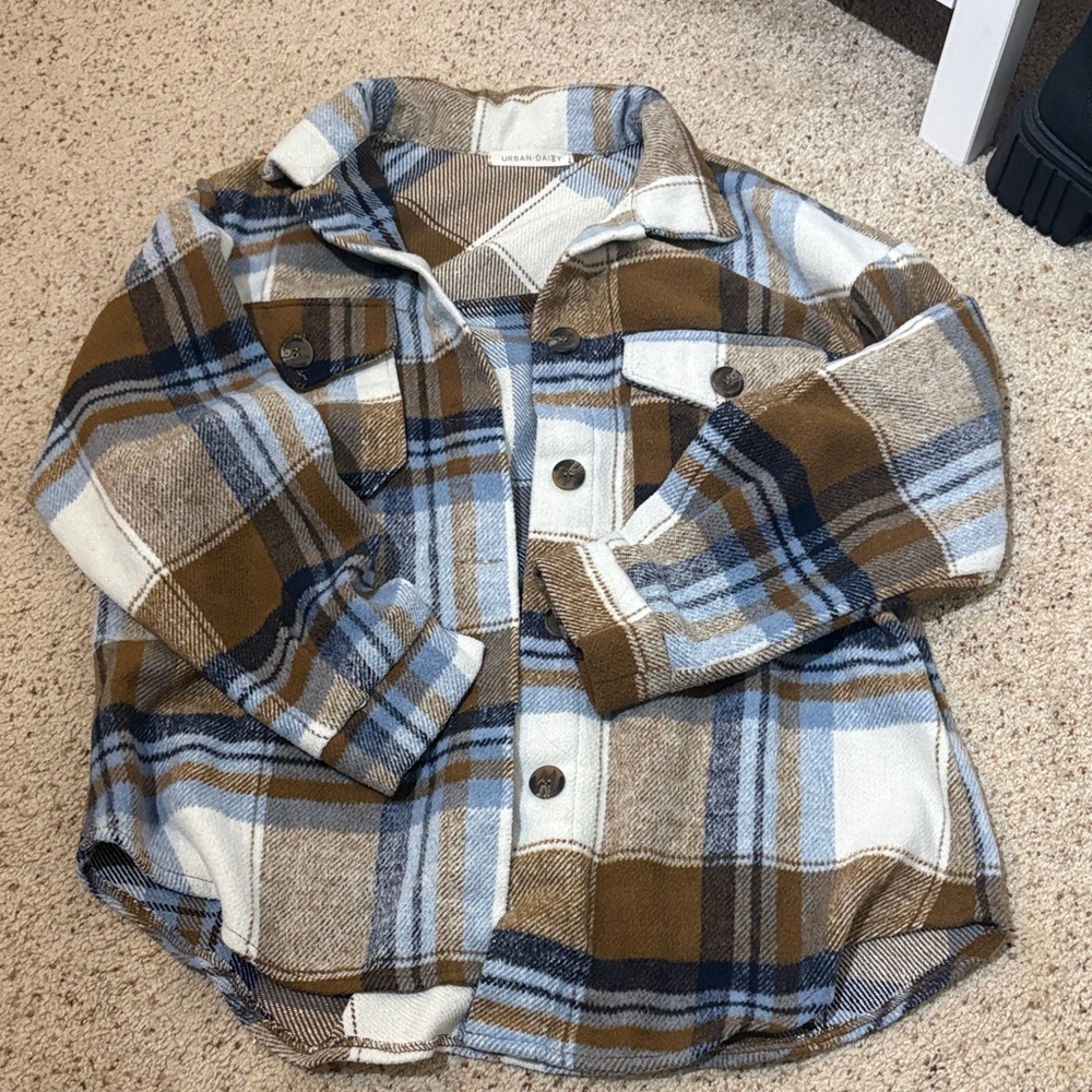 Brown and Blue flannel Shacket